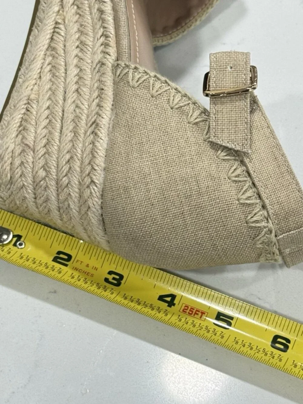 Draper James Tan Canvas Jut Espadrille Wedges Size 8.5 Ankle Wrap Coastal Summer